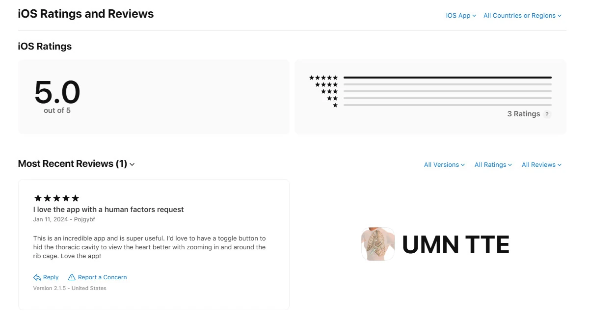UMN TTE app preview