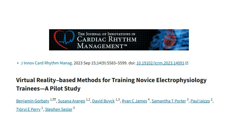 Journal image for electrophysiology virtual reality training paper