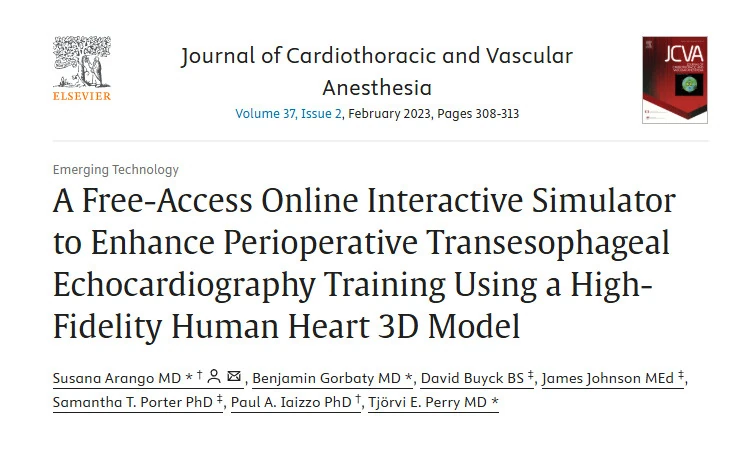 Journal image for free-access online transesophageal echocardiography simulator paper